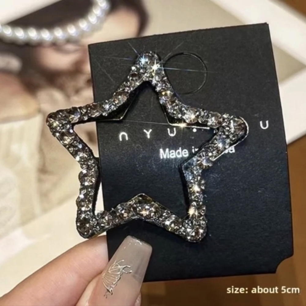 Dark Blue Star Hair Clip with Rhinestones
